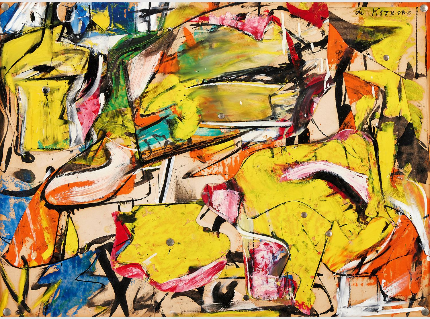Willem-de-Kooning-Collage-1950.-Oil-and-lacquer-on-paper-secured-with-thumbtacks.-Estimated-value-18–25-million-USD